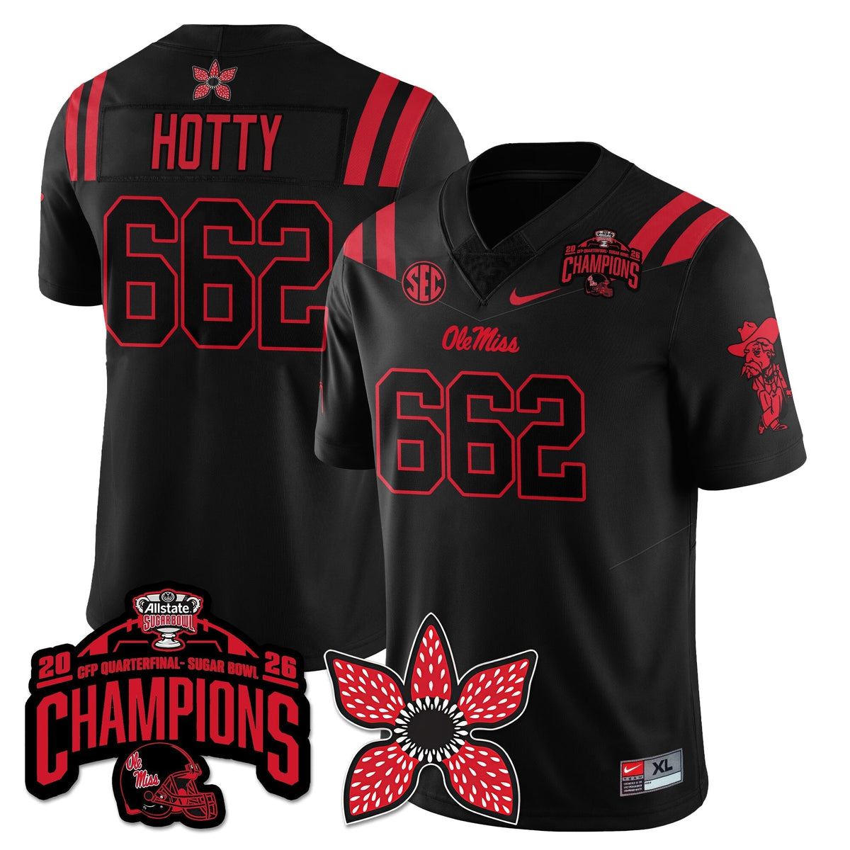 Ole Miss Rebels Football Stranger Things Vapor Limited Jersey - Allstate Sugar Bowl Champions