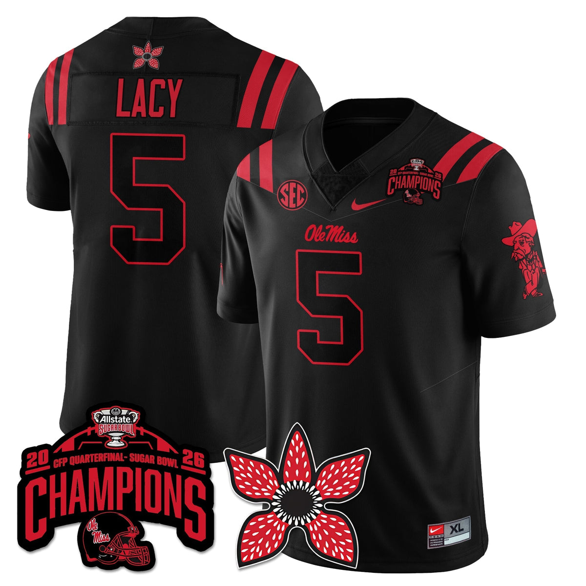 Ole Miss Rebels Football Stranger Things Vapor Limited Jersey - Allstate Sugar Bowl Champions