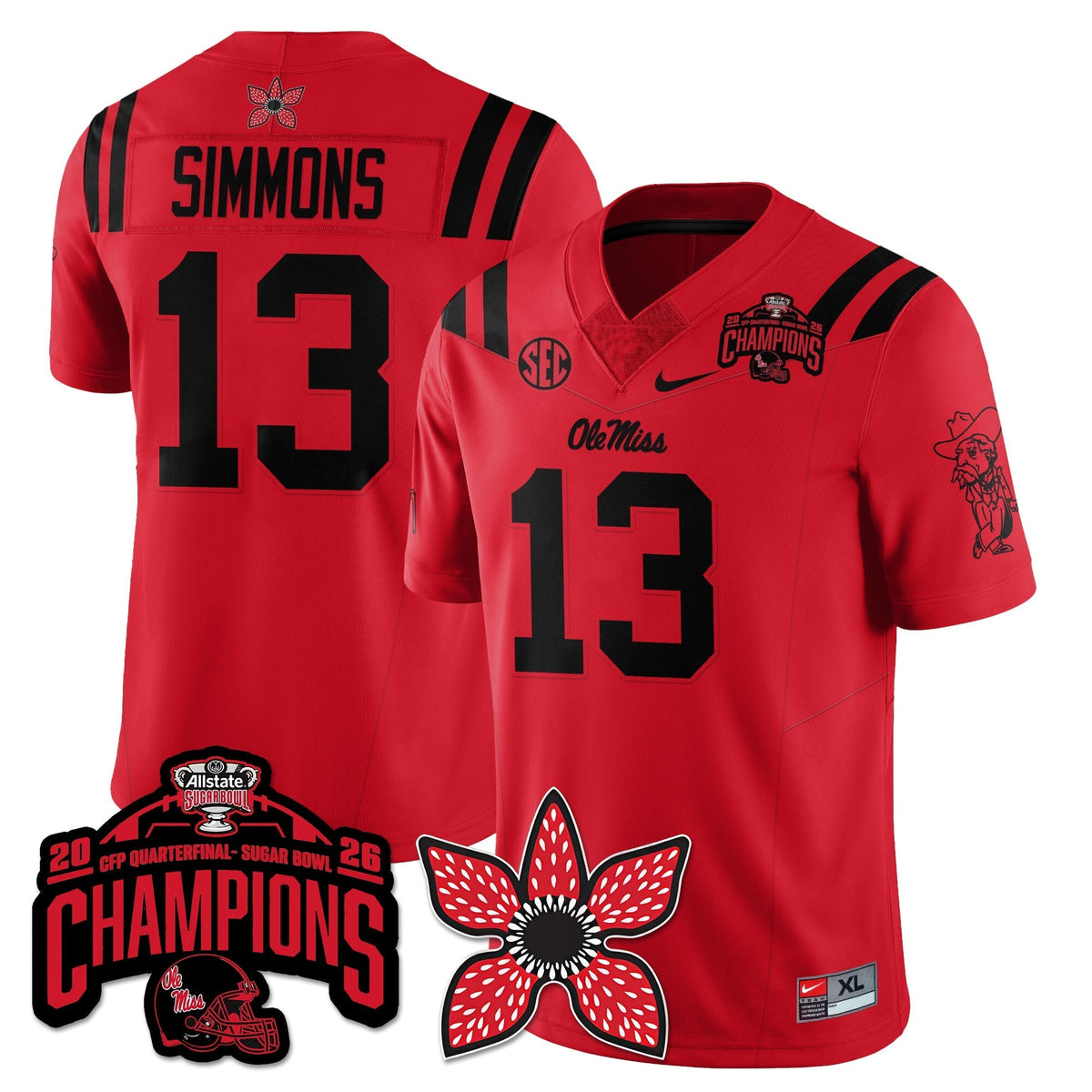 Ole Miss Rebels Football Stranger Things Vapor Limited Jersey - Allstate Sugar Bowl Champions