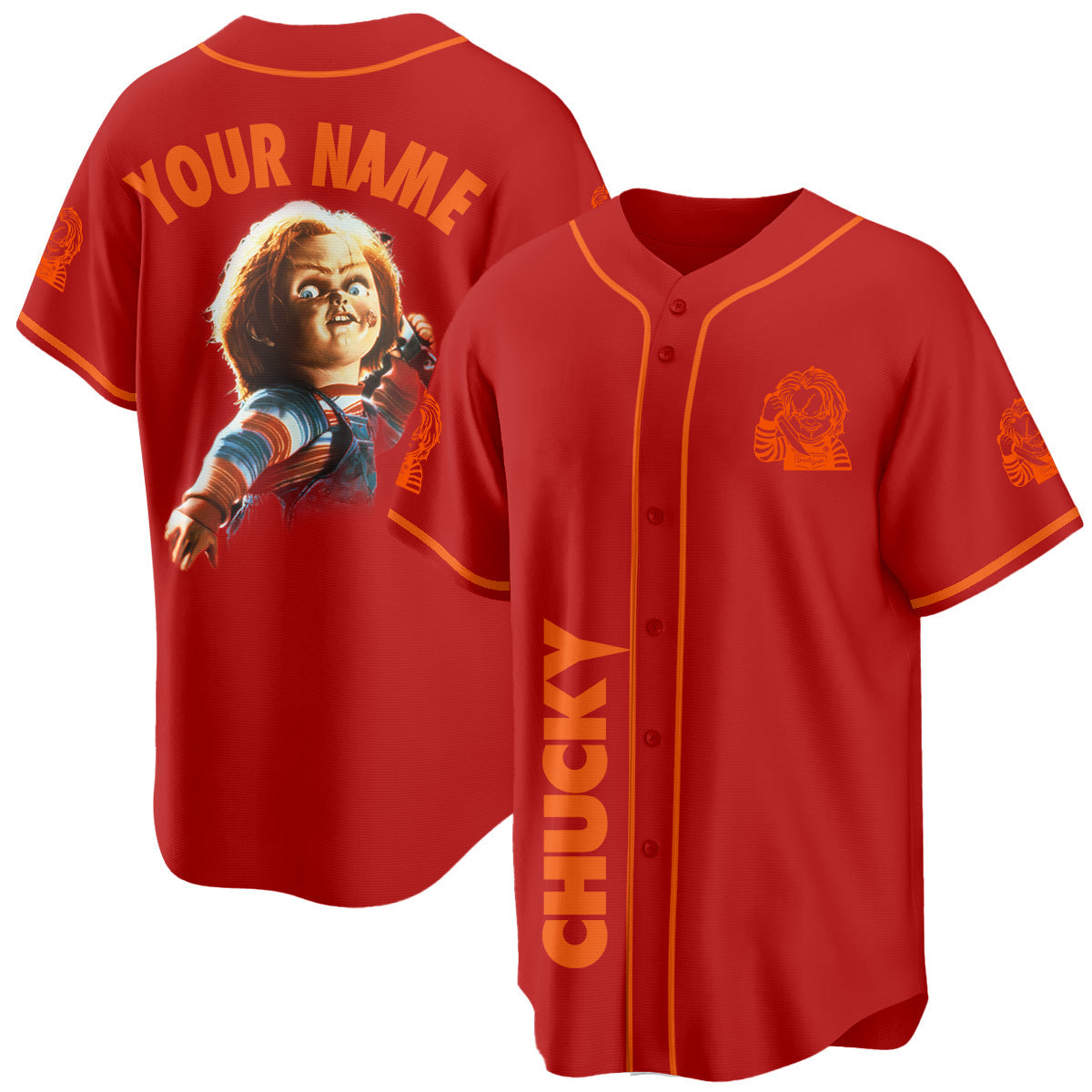 Killer Doll Horror Movie Halloween 2026 Custom Name Baseball Jersey-Cuztomshoes