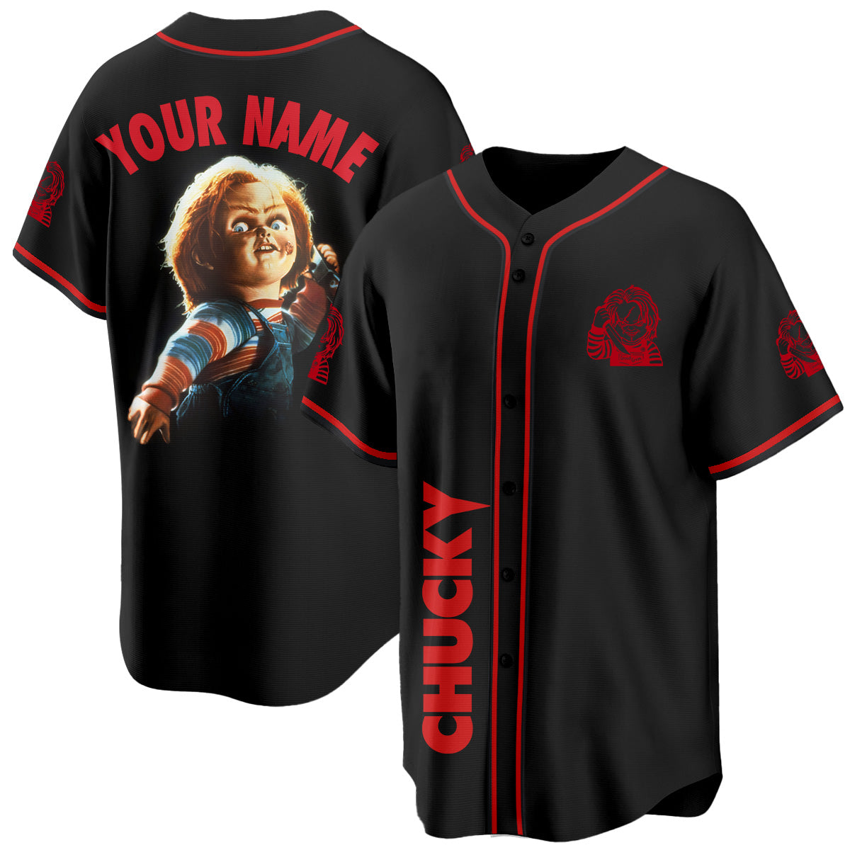 Killer Doll Horror Movie Halloween 2026 Custom Name Baseball Jersey-Cuztomshoes