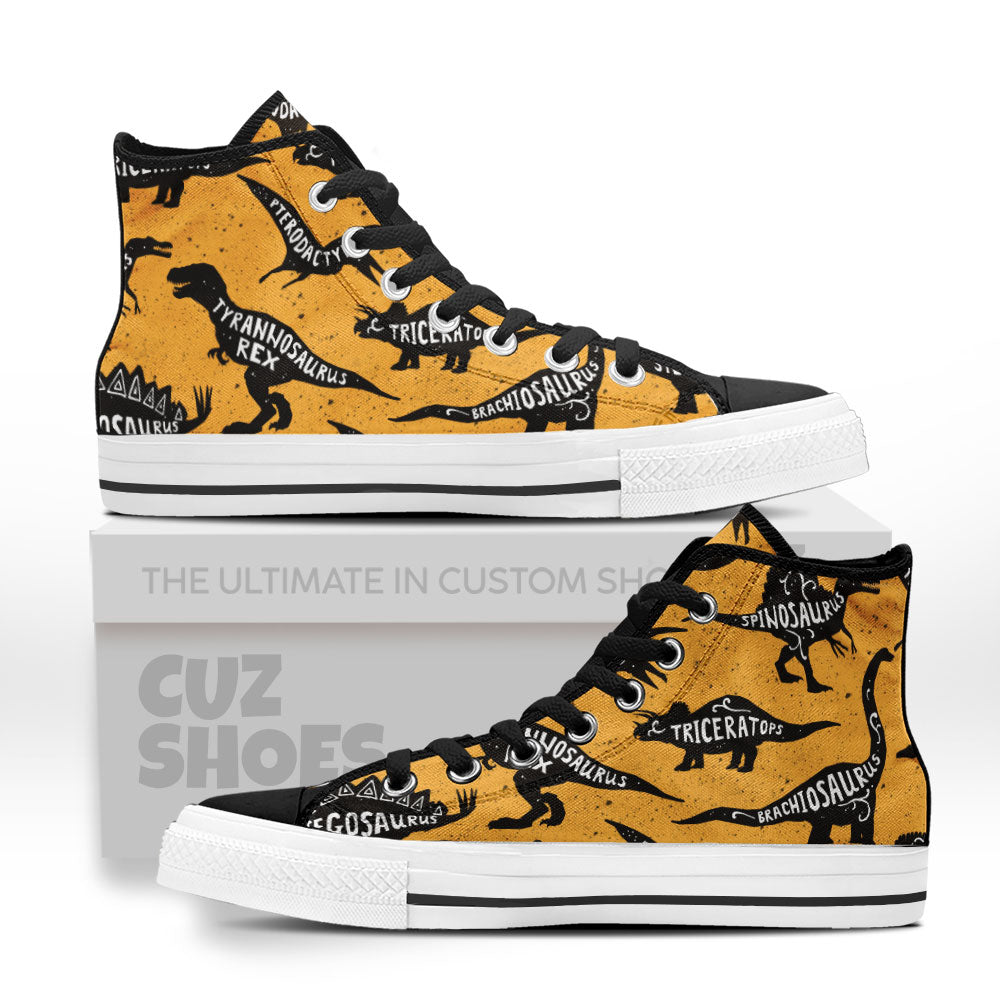 Dinosaur Silhouette High Top Sneakers Custom Shoes PT0407-Cuztomshoes