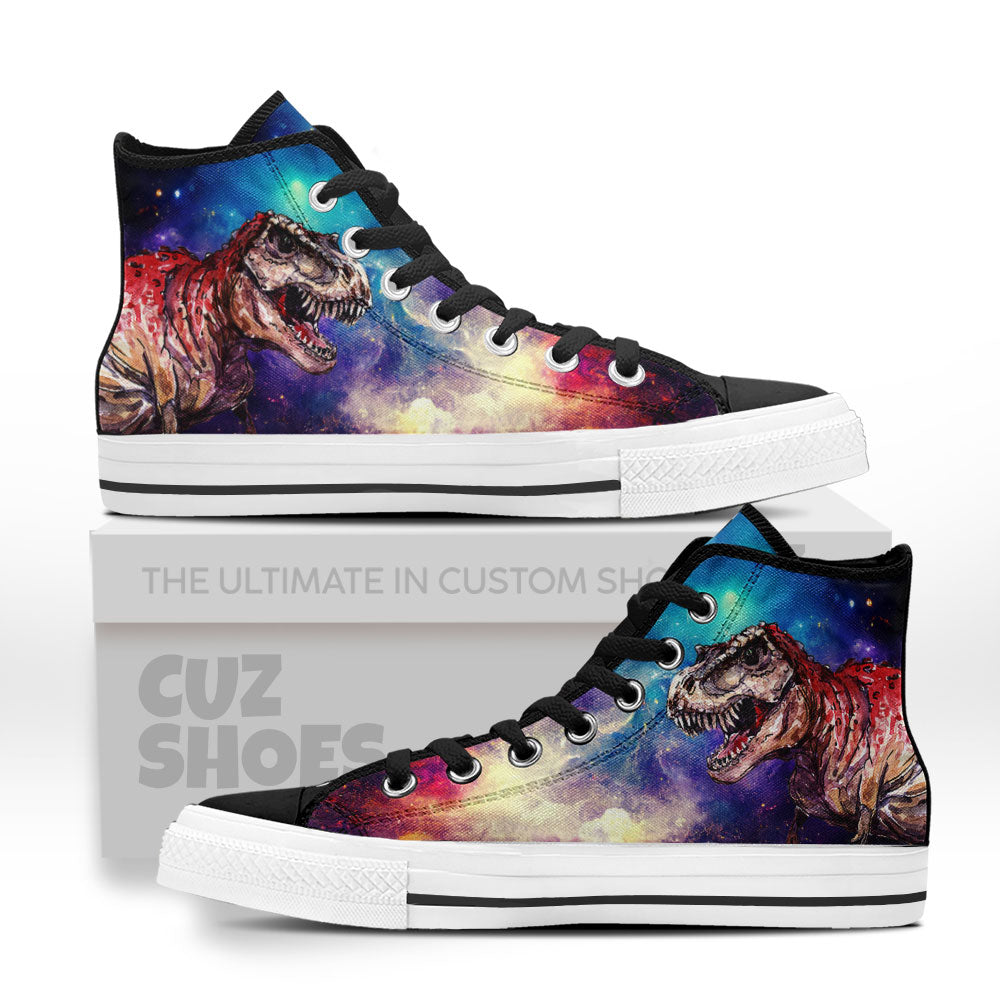 Dinosaur T-rex Galaxy High Top Sneakers Custom Shoes PT0507-Cuztomshoes
