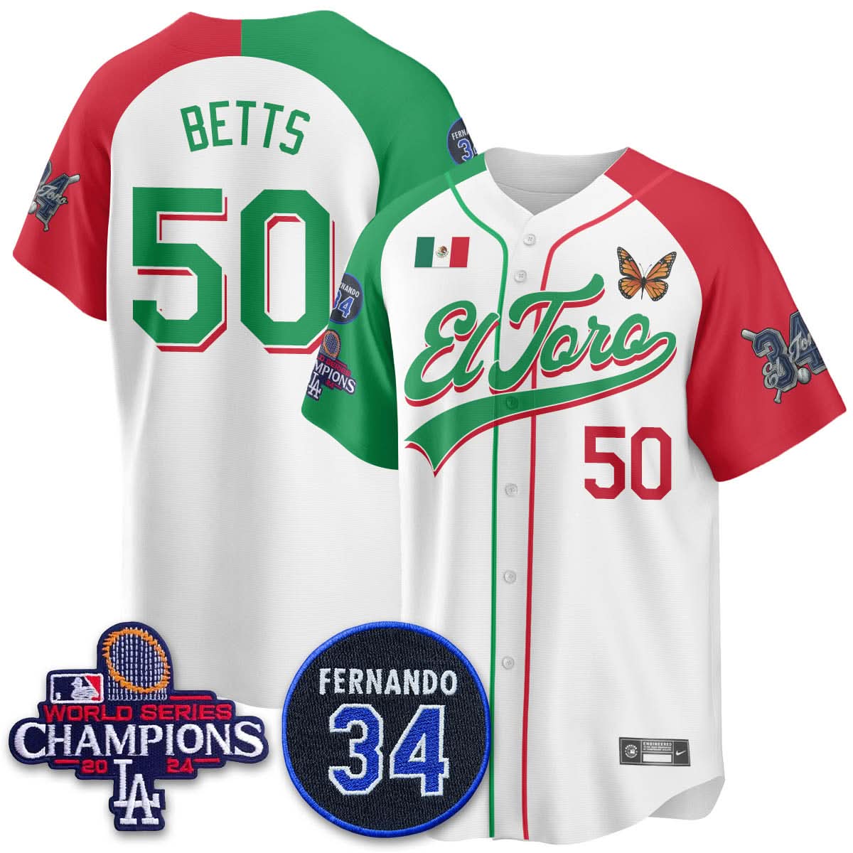 Los Angeles Dodgers Mexican "El Toro" Jersey - Stitched