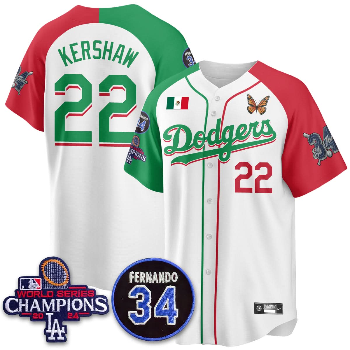 Los Angeles Dodgers Mexican "For 34" Jersey - Stitched