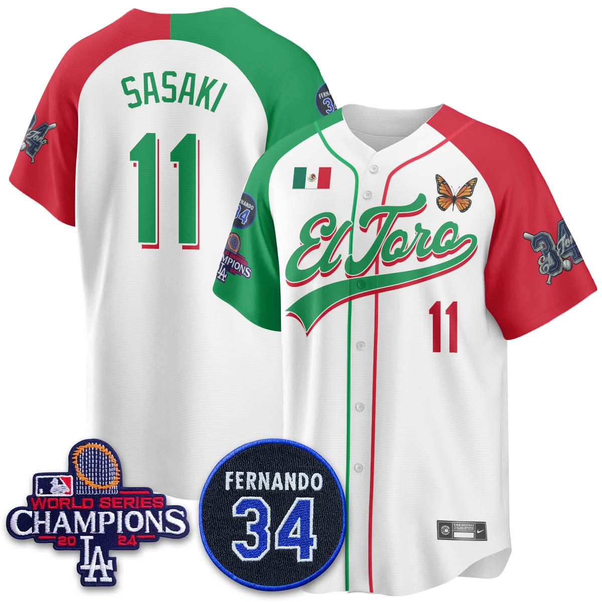 Los Angeles Dodgers Mexican "El Toro" Jersey - Stitched