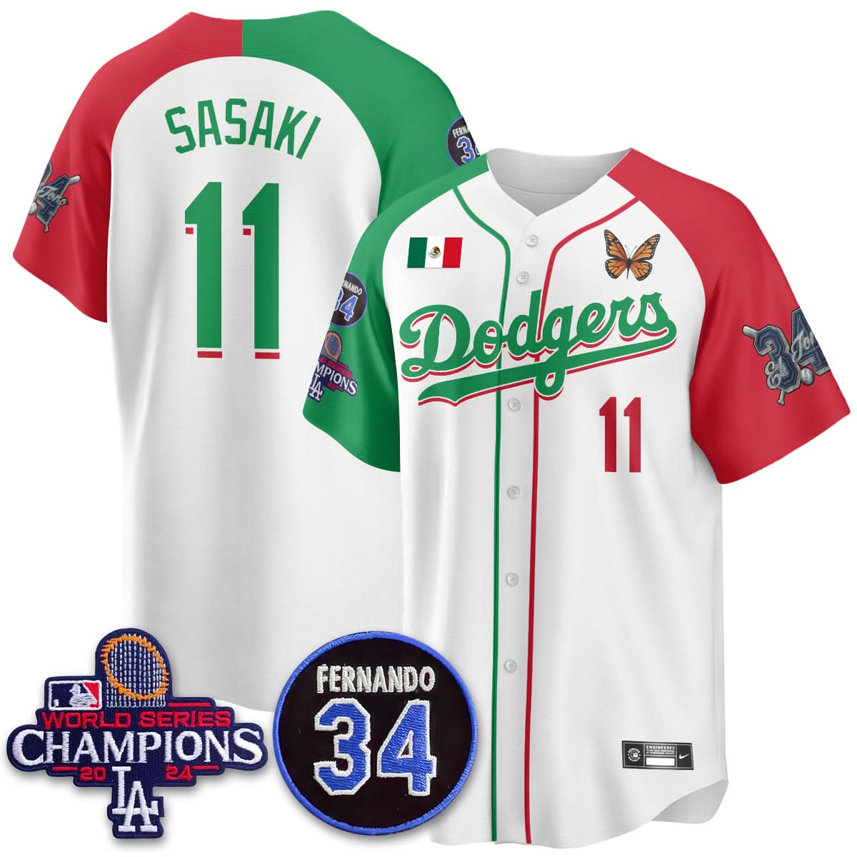 Los Angeles Dodgers Mexican "For 34" Jersey - Stitched