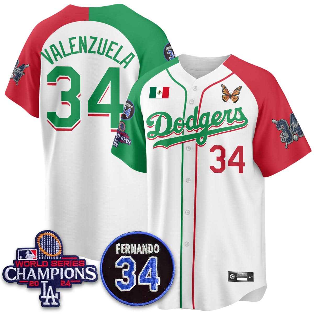 Los Angeles Dodgers Mexican "For 34" Jersey - Stitched