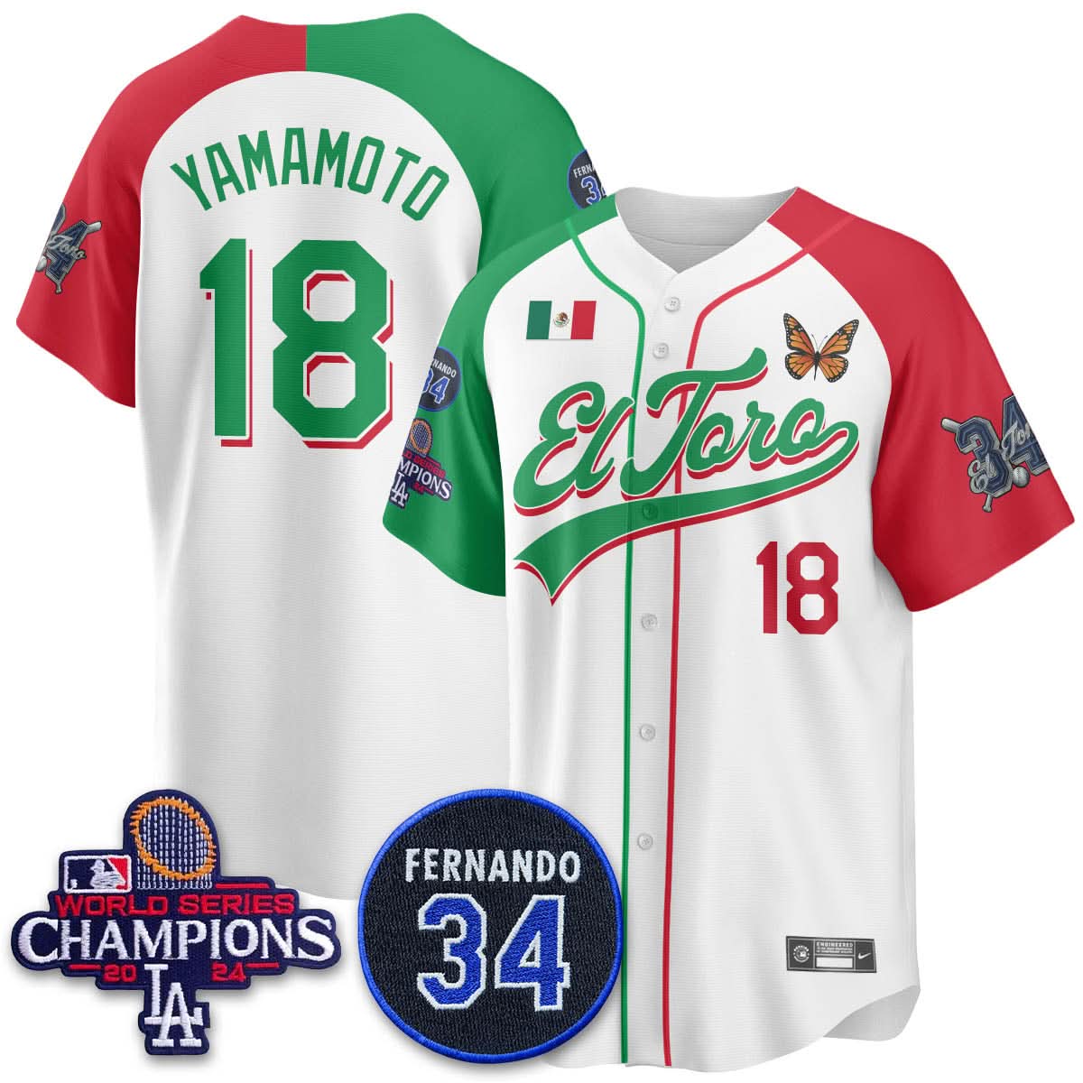 Los Angeles Dodgers Mexican "El Toro" Jersey - Stitched