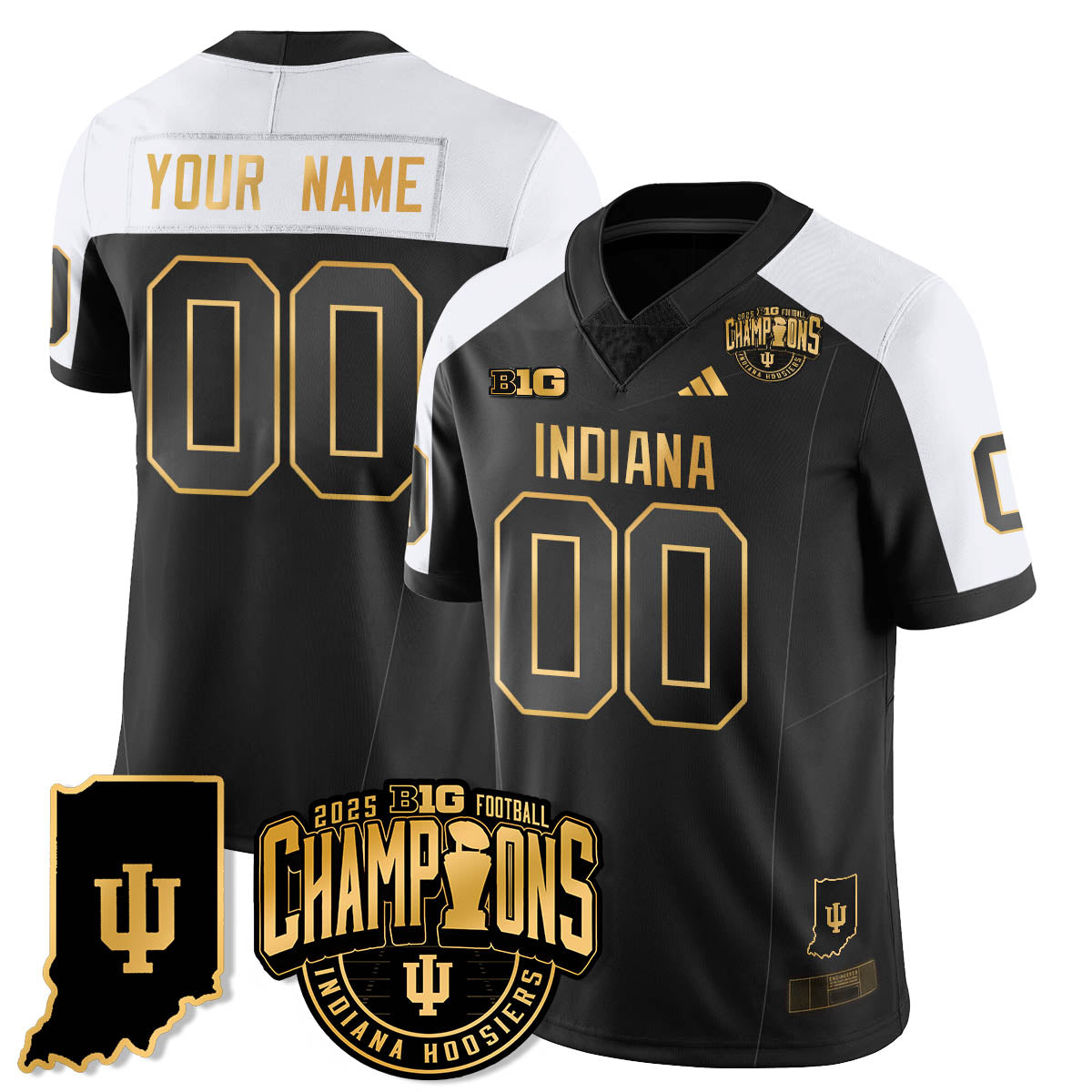 Indiana Hoosiers Vapor Limited Football Gold Custom Jersey - Big 10 Champions - Stitched-Cuztomshoes