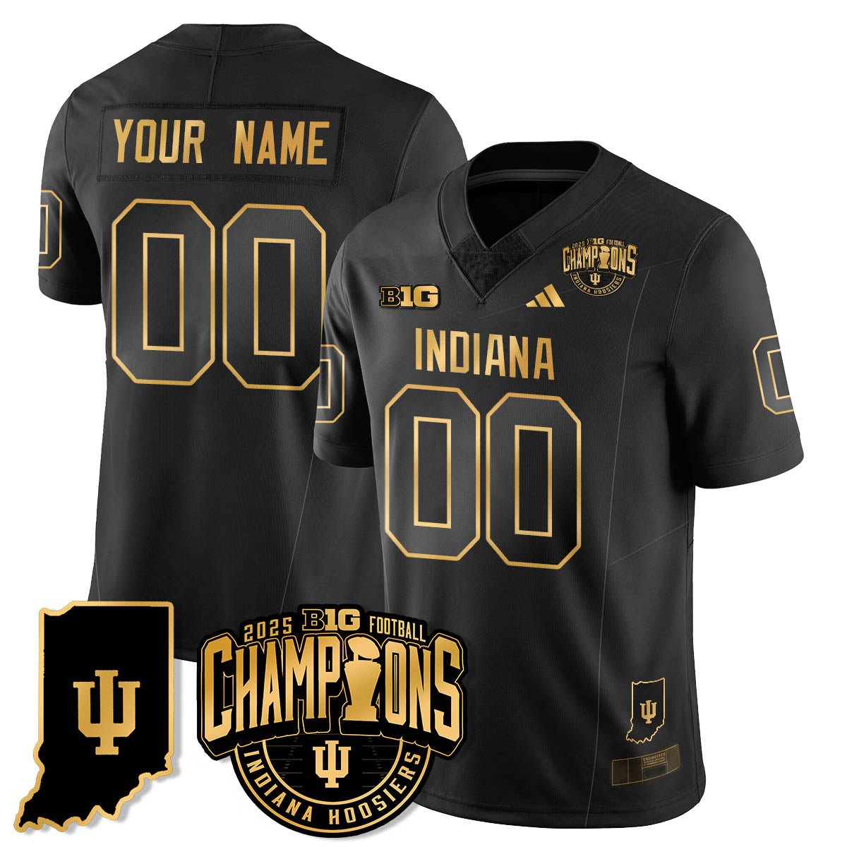 Indiana Hoosiers Vapor Limited Football Gold Custom Jersey - Big 10 Champions - Stitched-Cuztomshoes