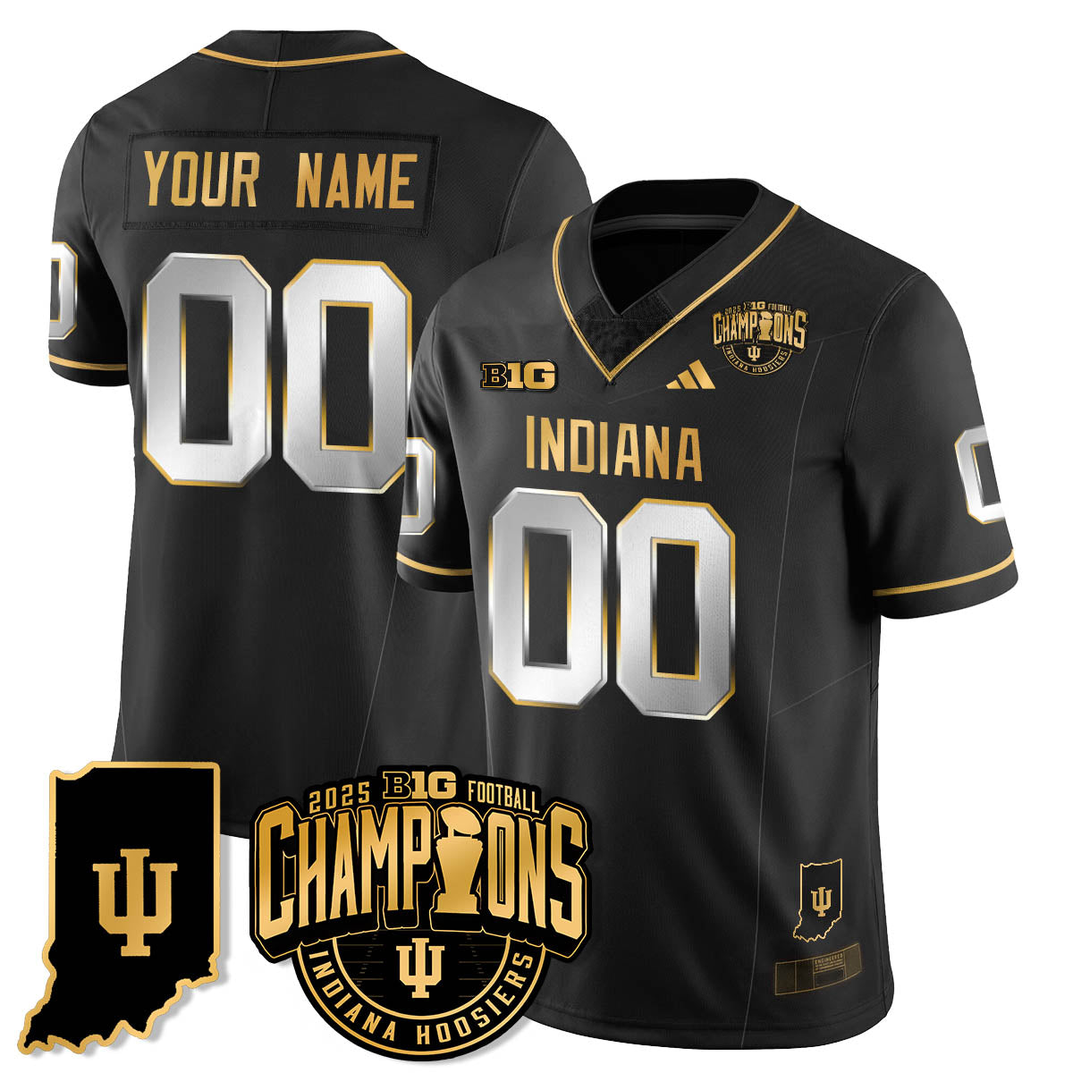 Indiana Hoosiers Vapor Limited Football Gold Custom Jersey - Big 10 Champions - Stitched-Cuztomshoes