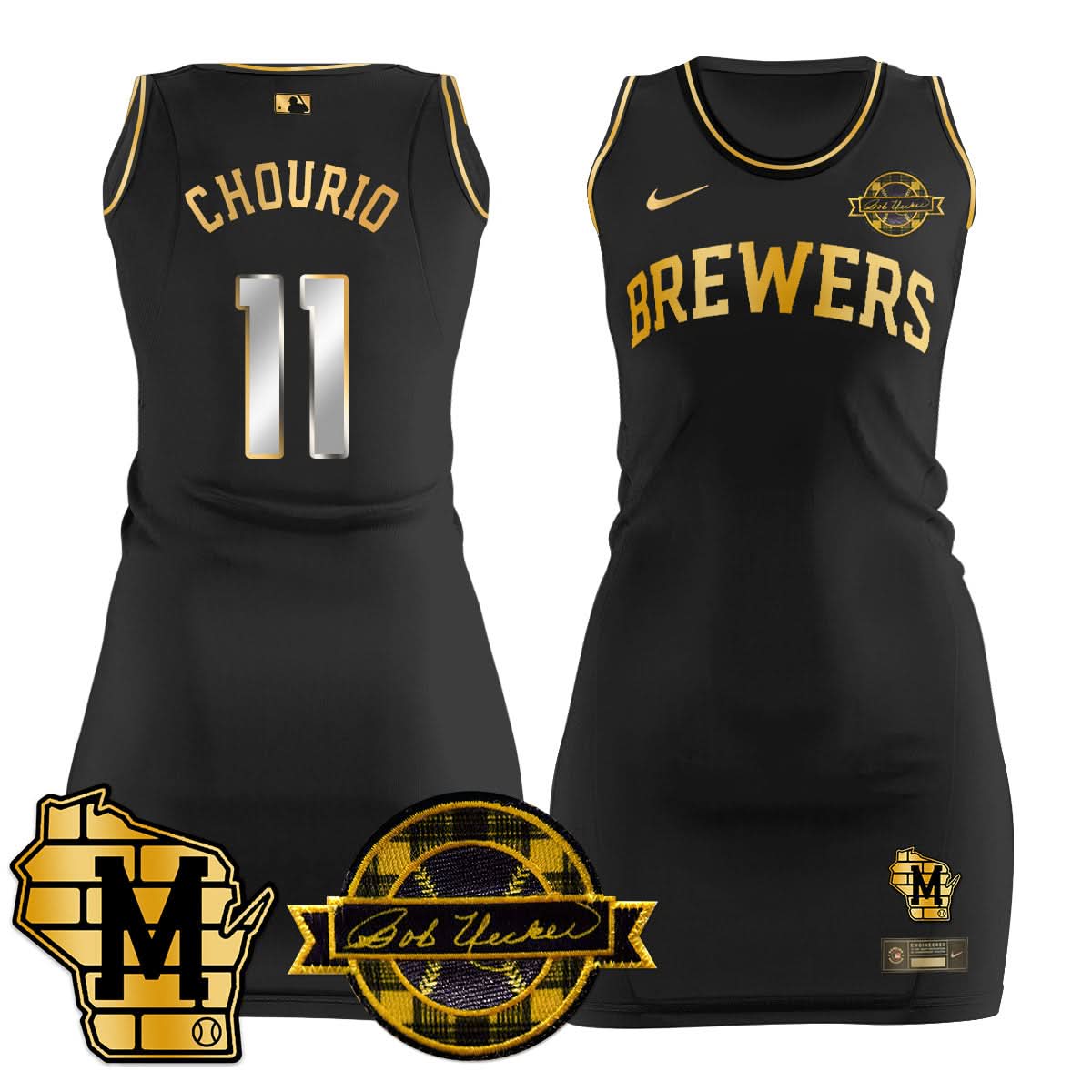 Milwaukee Brewers Limited Jersey Dress - Bob Uecker Patch - Stitched