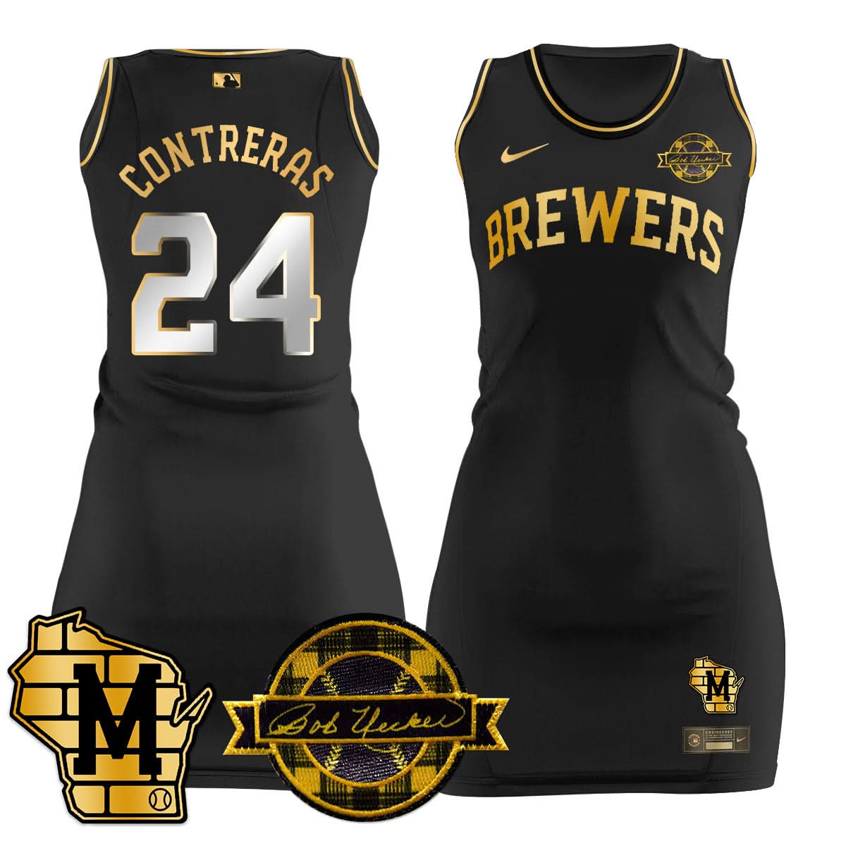 Milwaukee Brewers Limited Jersey Dress - Bob Uecker Patch - Stitched