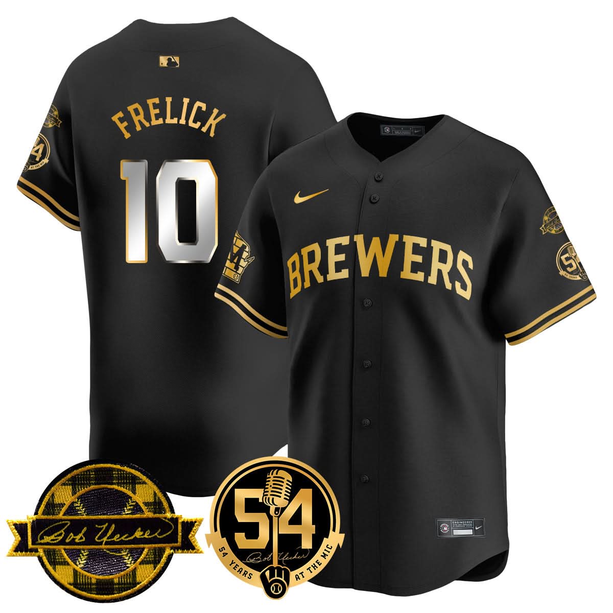 Milwaukee Brewers Jersey - Bob Uecker, 54 Seasons for Brewers Jersey - Stitched-Cuztomshoes