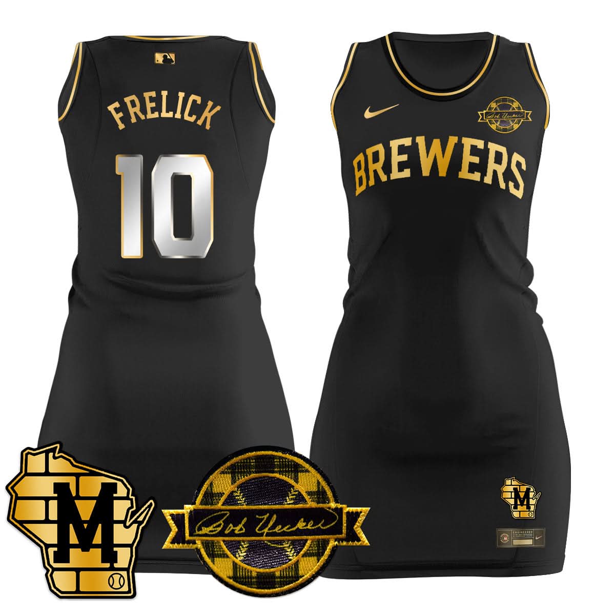 Milwaukee Brewers Limited Jersey Dress - Bob Uecker Patch - Stitched