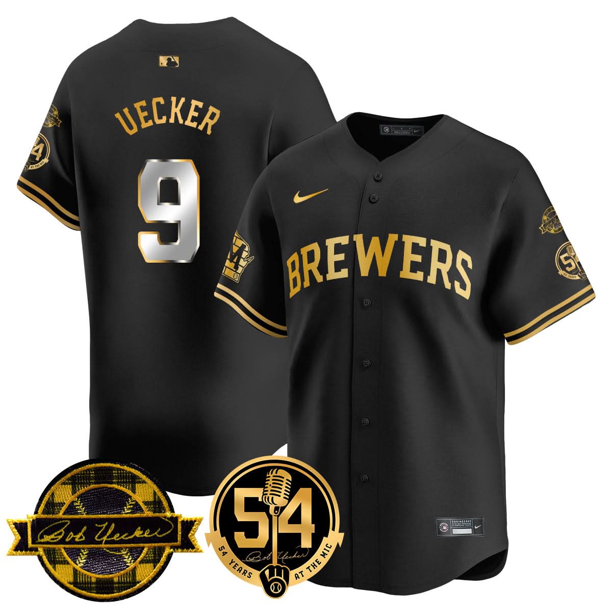 Milwaukee Brewers Jersey - Bob Uecker, 54 Seasons for Brewers Jersey - Stitched-Cuztomshoes