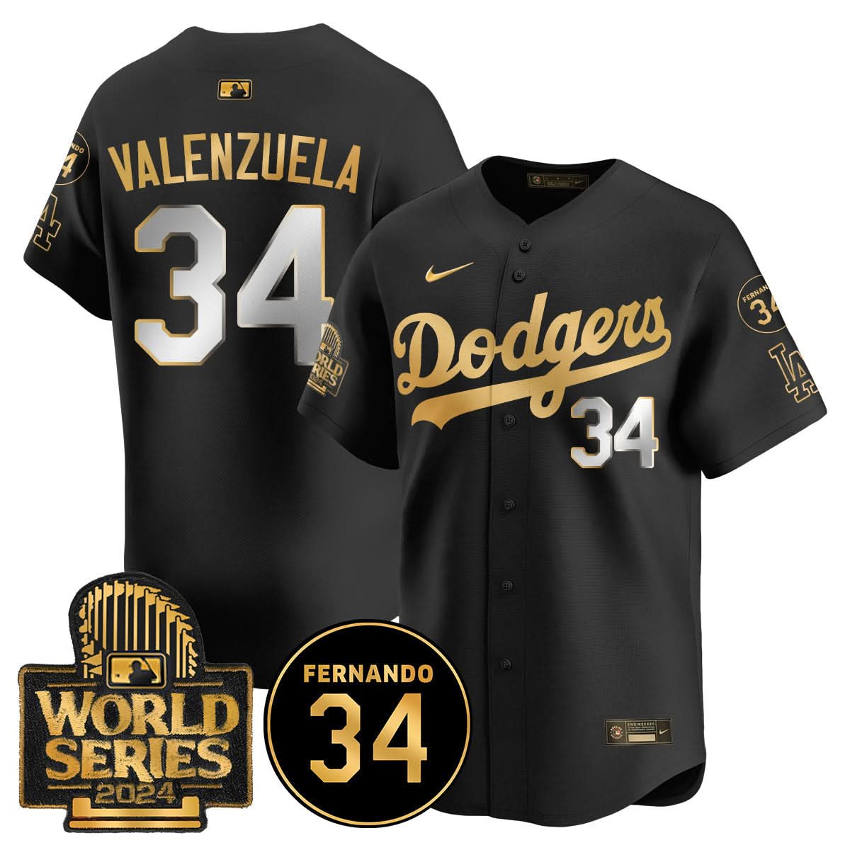Los Angeles Dodgers Fernando Valenzuela Memorial Jersey - Stitched-Cuztomshoes