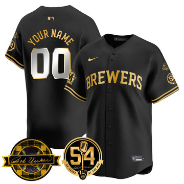 Milwaukee Brewers Jersey - Bob Uecker, 54th Seasons for Brewers Custom Jersey - Stitched-Cuztomshoes