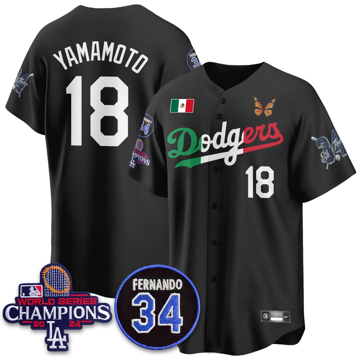 Los Angeles Dodgers Mexican "For 34" Jersey - Stitched