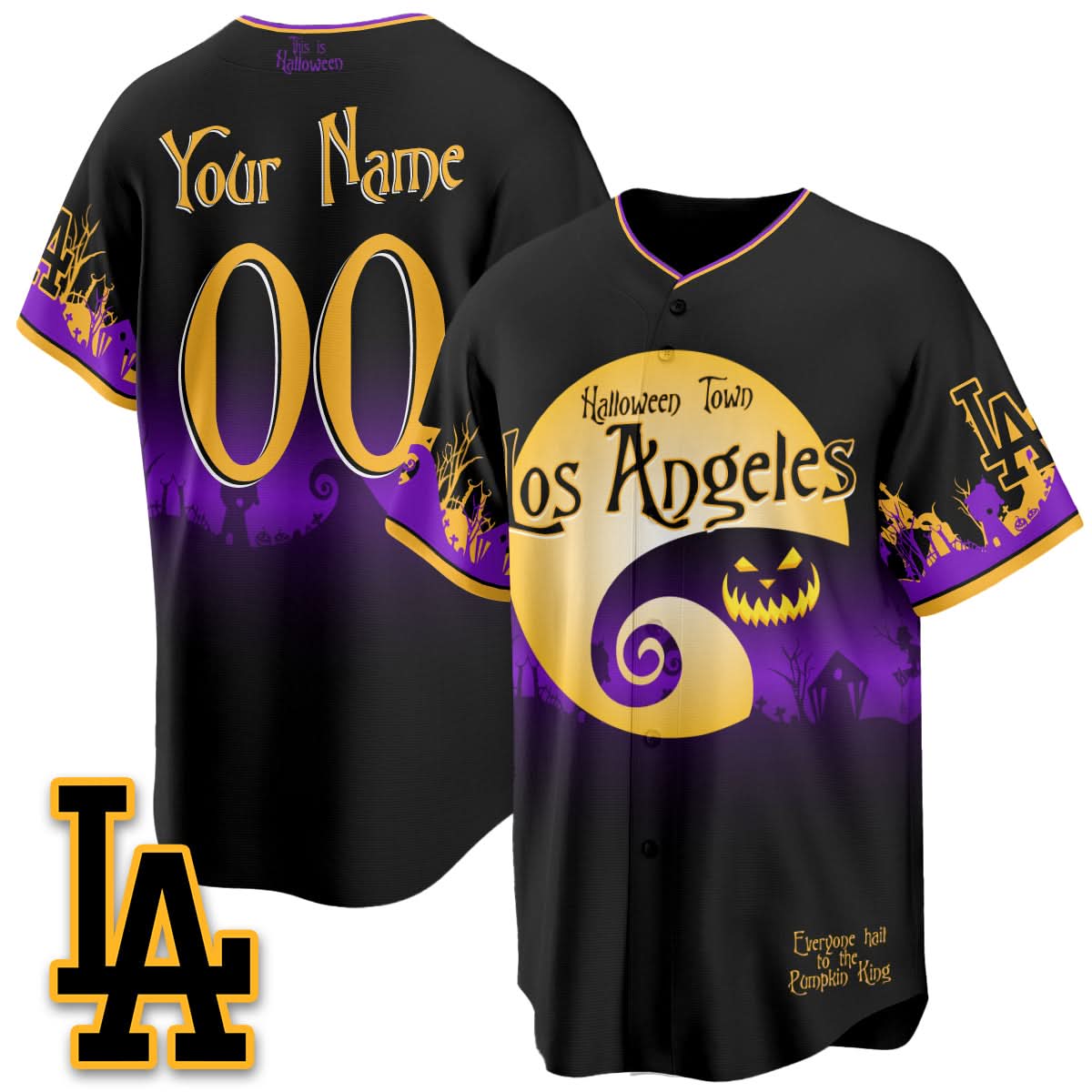 Los Angeles Dodgers "Halloween Town" Limited Custom Jersey - Stitched-Cuztomshoes