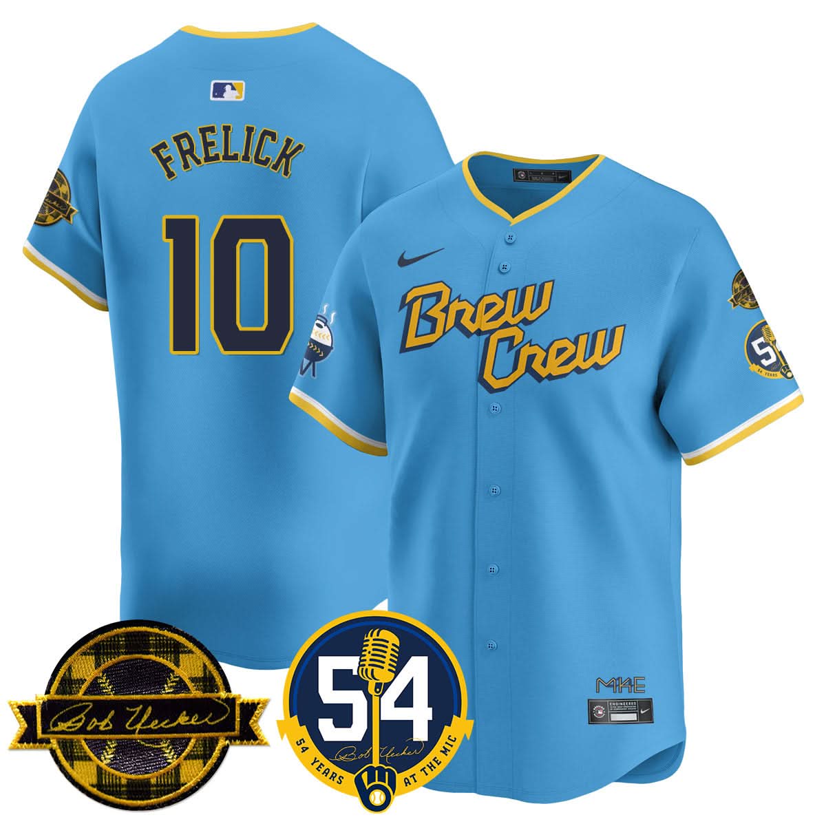 Milwaukee Brewers Jersey - Bob Uecker, 54 Seasons for Brewers Jersey - Stitched-Cuztomshoes