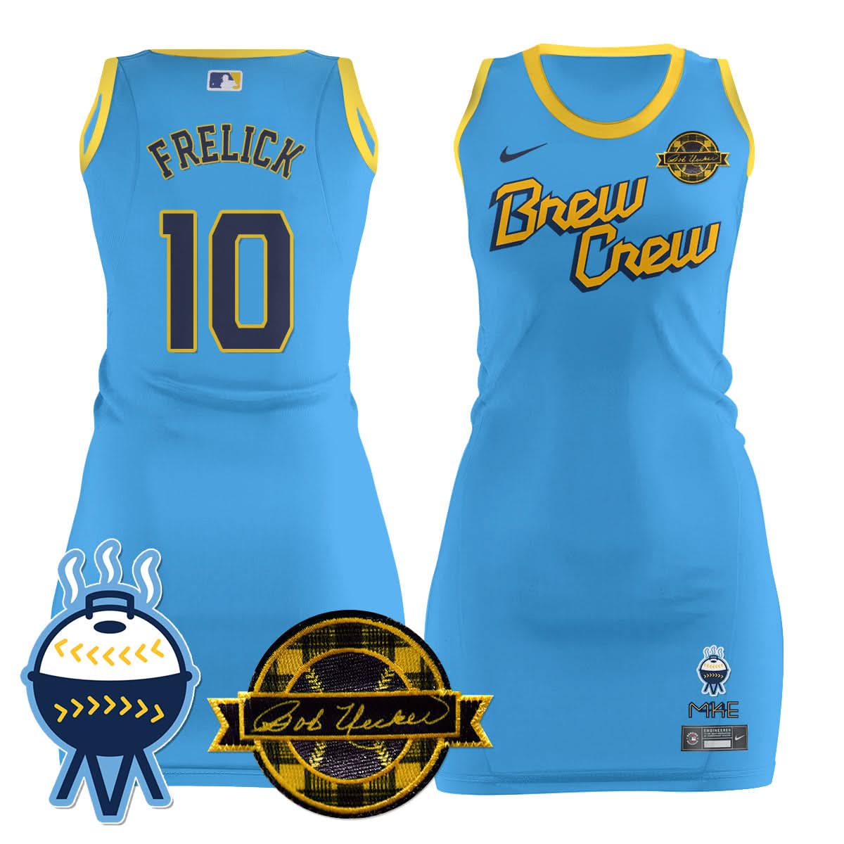 Milwaukee Brewers Limited Jersey Dress - Bob Uecker Patch - Stitched