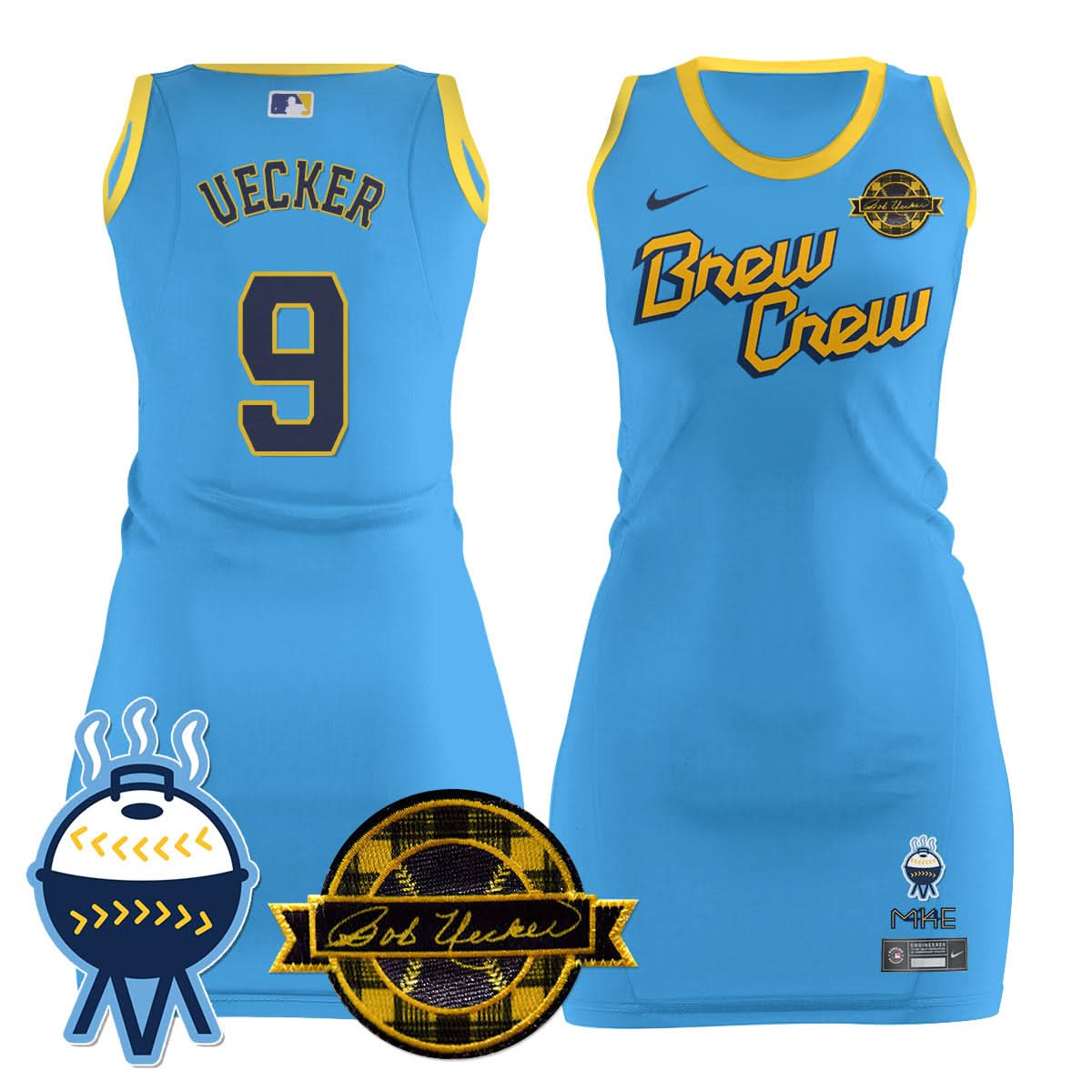 Milwaukee Brewers Limited Jersey Dress - Bob Uecker Patch - Stitched