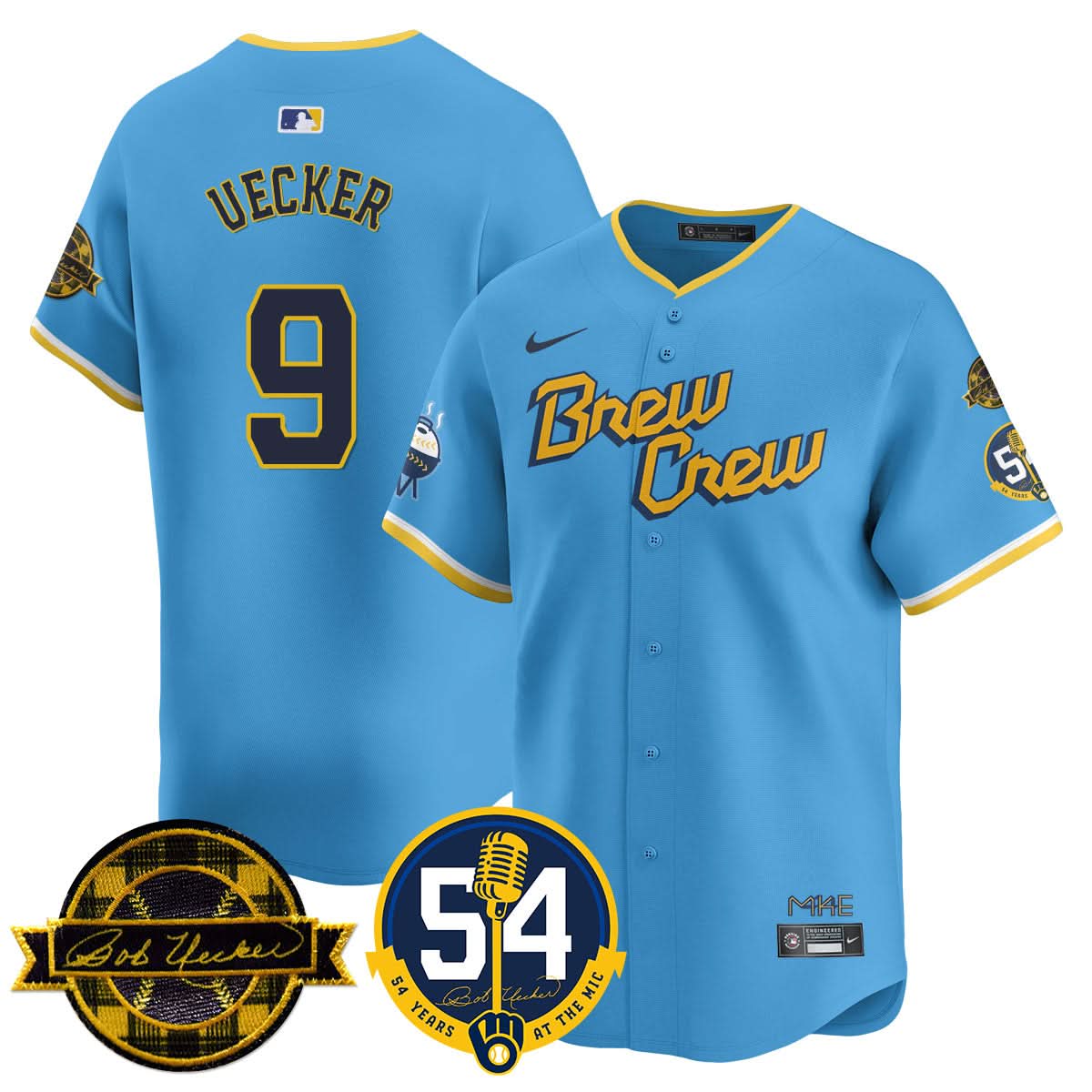 Milwaukee Brewers Jersey - Bob Uecker, 54 Seasons for Brewers Jersey - Stitched-Cuztomshoes
