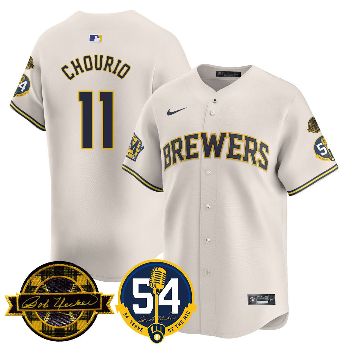 Milwaukee Brewers Jersey - Bob Uecker, 54 Seasons for Brewers Jersey - Stitched-Cuztomshoes