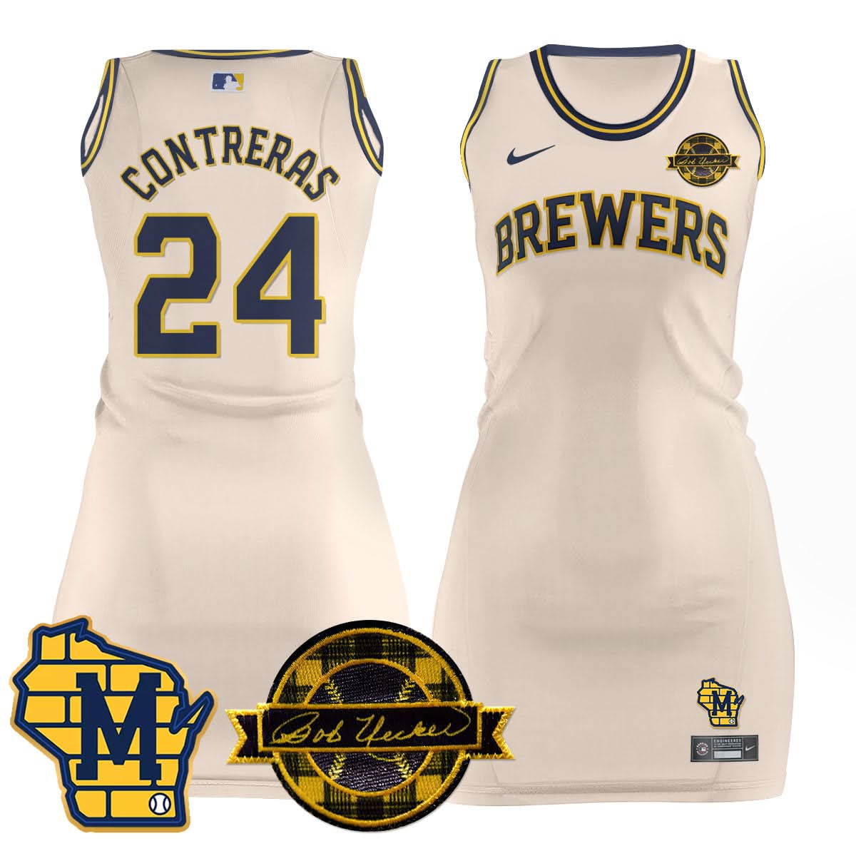 Milwaukee Brewers Limited Jersey Dress - Bob Uecker Patch - Stitched