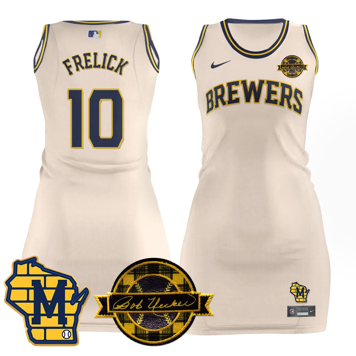 Milwaukee Brewers Limited Jersey Dress - Bob Uecker Patch - Stitched