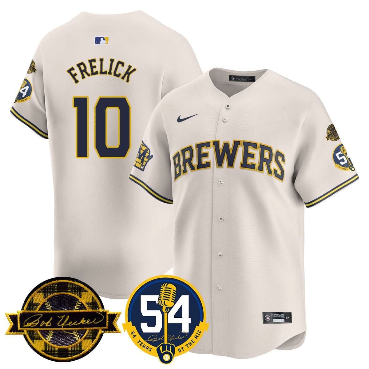 Milwaukee Brewers Jersey - Bob Uecker, 54 Seasons for Brewers Jersey - Stitched-Cuztomshoes