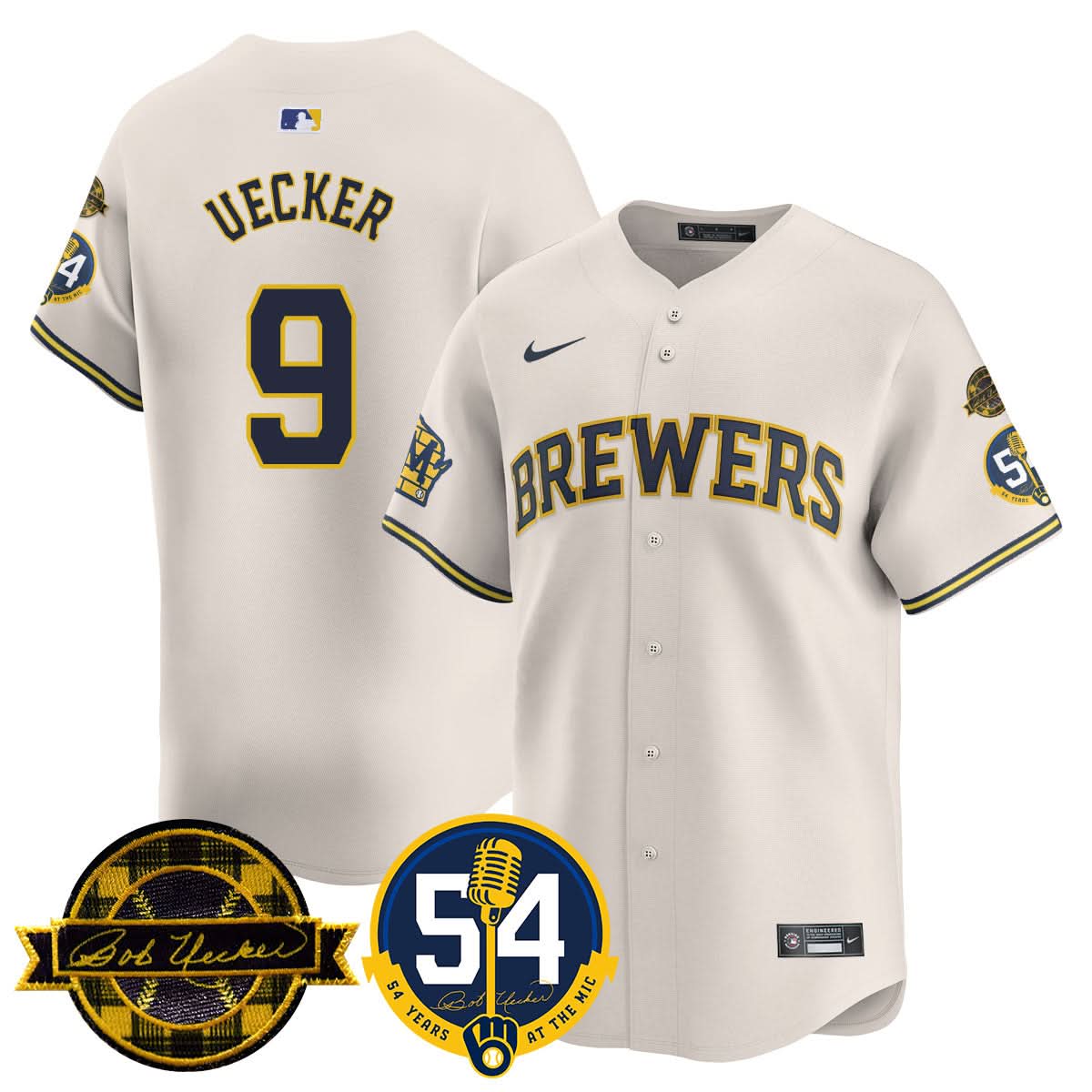 Milwaukee Brewers Jersey - Bob Uecker, 54 Seasons for Brewers Jersey - Stitched-Cuztomshoes