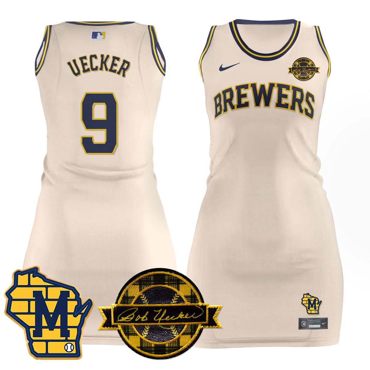 Milwaukee Brewers Limited Jersey Dress - Bob Uecker Patch - Stitched