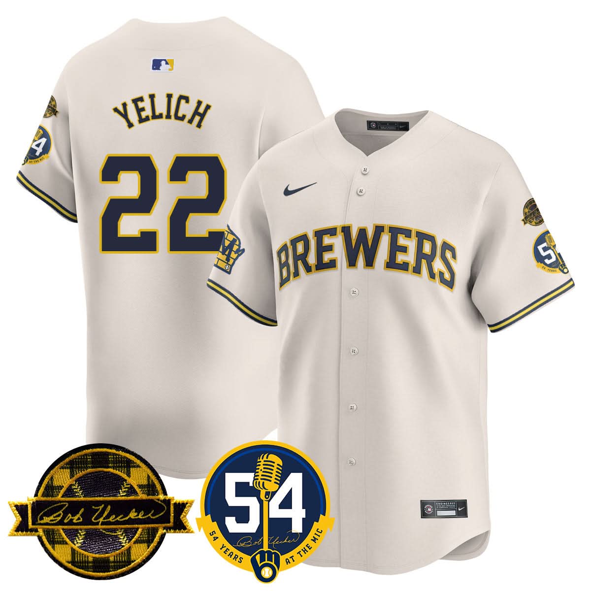 Milwaukee Brewers Jersey - Bob Uecker, 54 Seasons for Brewers Jersey - Stitched-Cuztomshoes