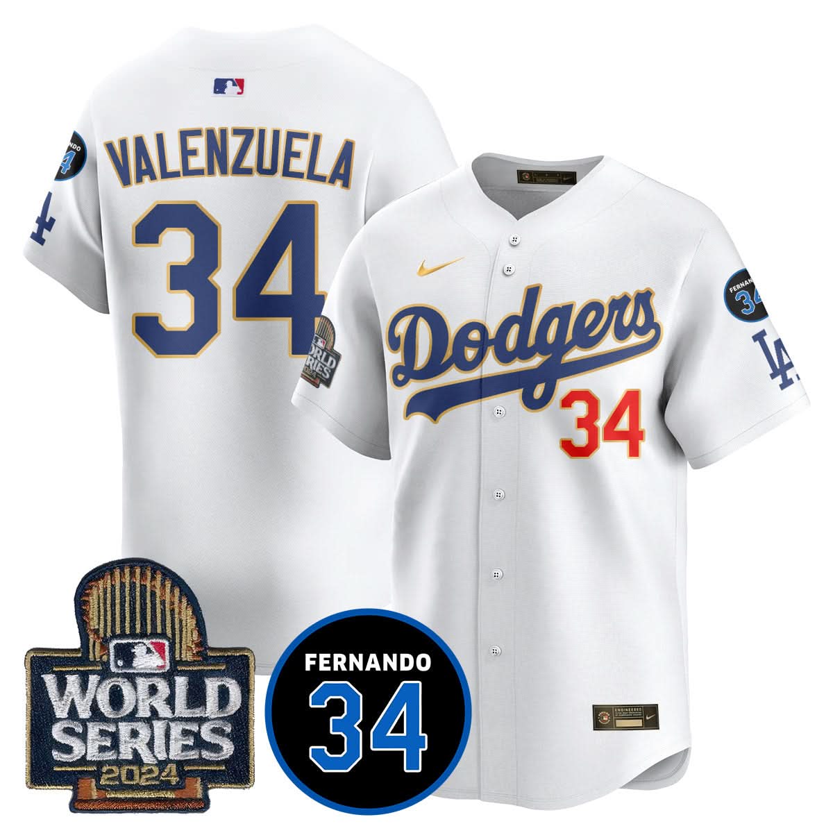 Los Angeles Dodgers Fernando Valenzuela Memorial Jersey - Stitched-Cuztomshoes