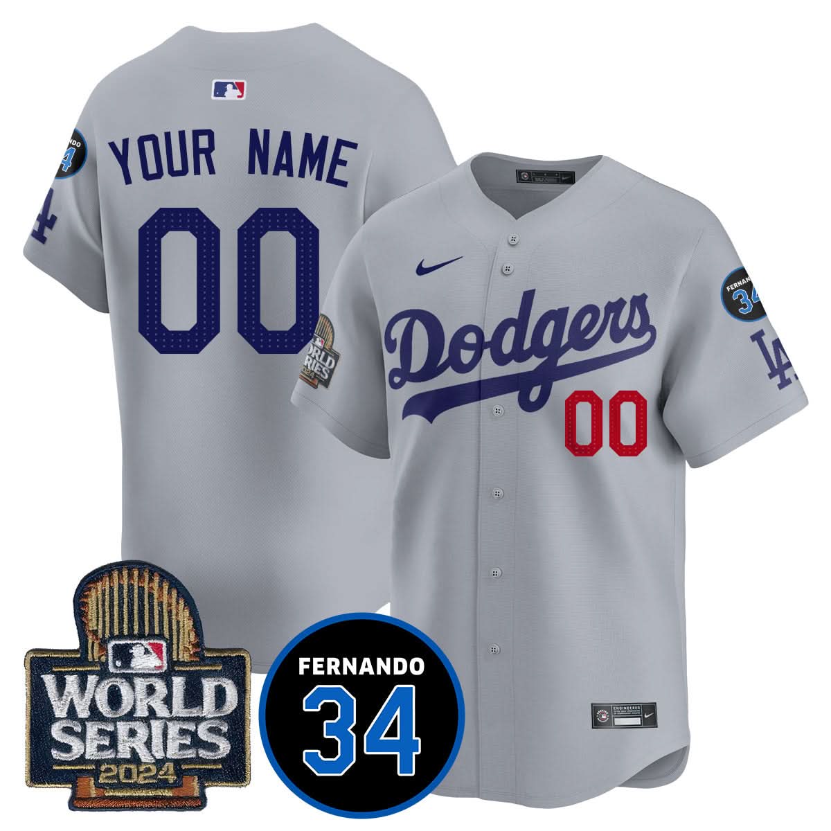 Los Angeles Dodgers Fernando Valenzuela Memorial Custom Jersey - Stitched