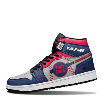 Atlanta Baseball Leather Shoes Custom Your Team - Cuztomshoes.com