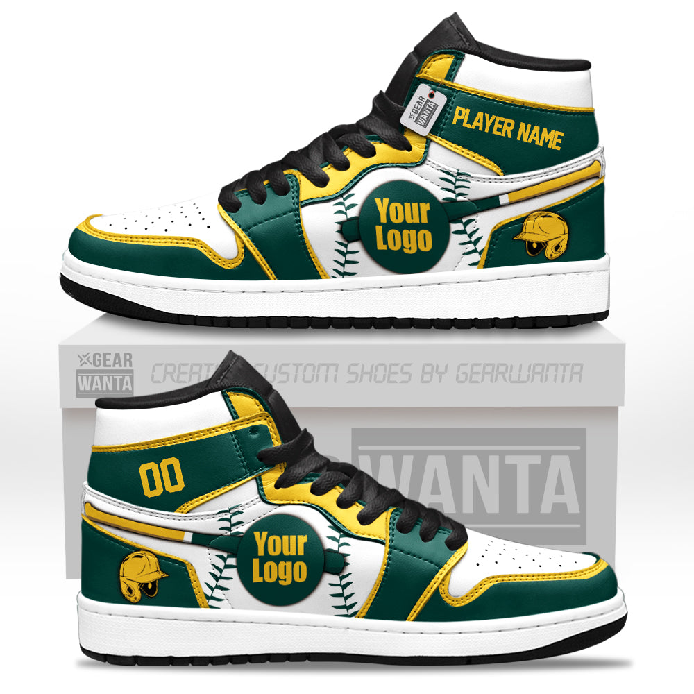 Oakland Baseball J1s Sneakers Personalized Your Teamcuztomshoes.com