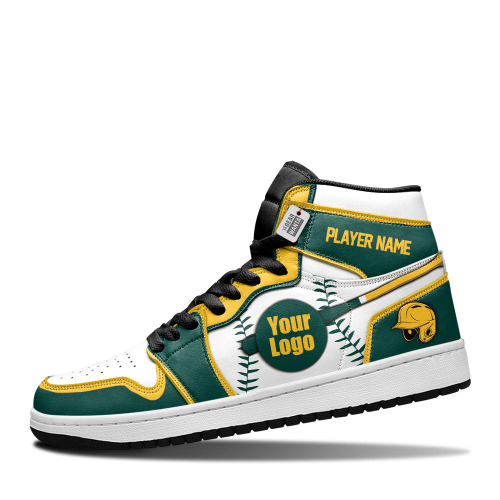 Oakland Baseball J1s Sneakers Personalized Your Teamcuztomshoes.com