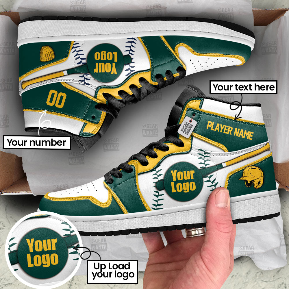 Oakland Baseball J1s Sneakers Personalized Your Team-Cuztomshoes