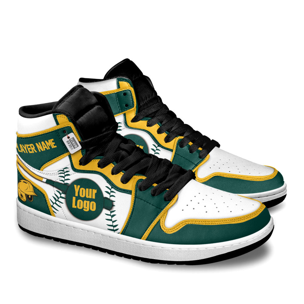 Oakland Baseball J1s Sneakers Personalized Your Teamcuztomshoes.com