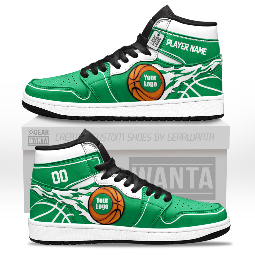 Boston Basketball J1s Sneakers Personalized Your Teamcuztomshoes.com