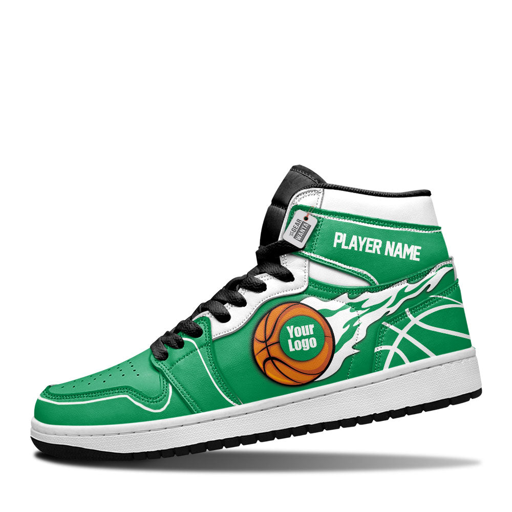 Boston Basketball J1s Sneakers Personalized Your Teamcuztomshoes.com