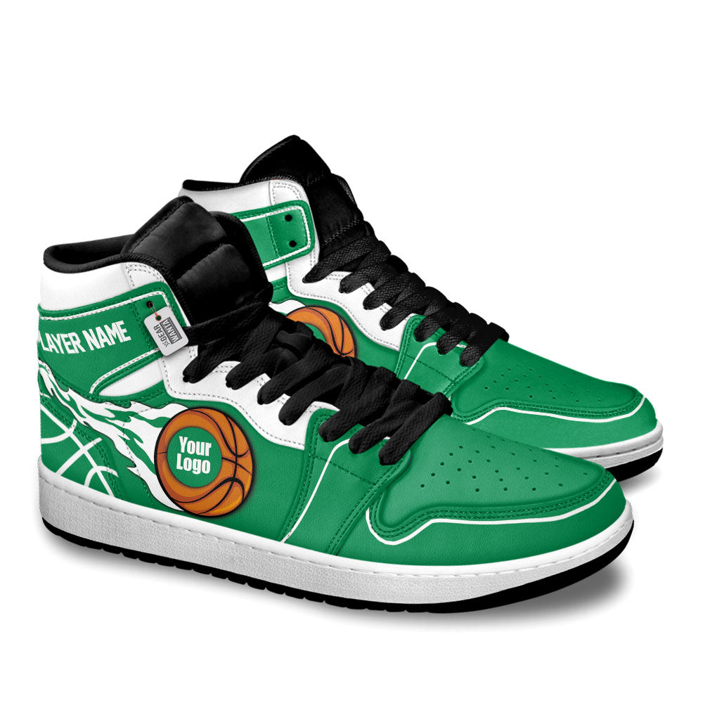 Boston Basketball J1s Sneakers Personalized Your Teamcuztomshoes.com
