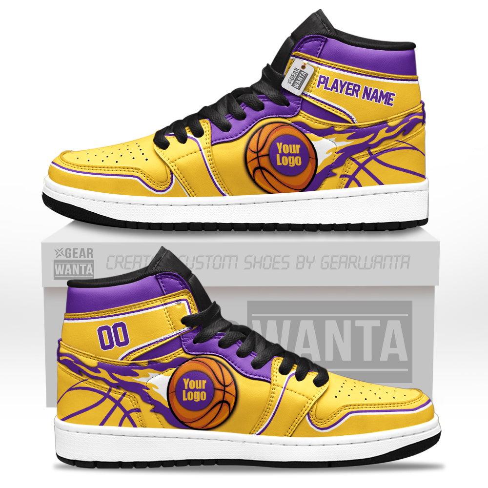 Los Angeles Basketball J1s Sneakers Personalized Your Teamcuztomshoes.com