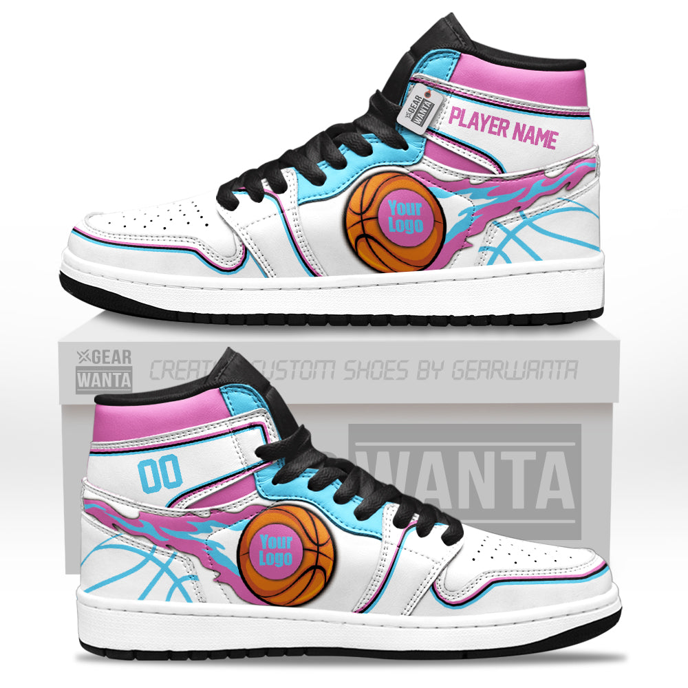 Miami Basketball J1s Sneakers Personalized Your Teamcuztomshoes.com