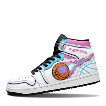 Miami Basketball Leather Shoes Custom Your Team - Cuztomshoes.com