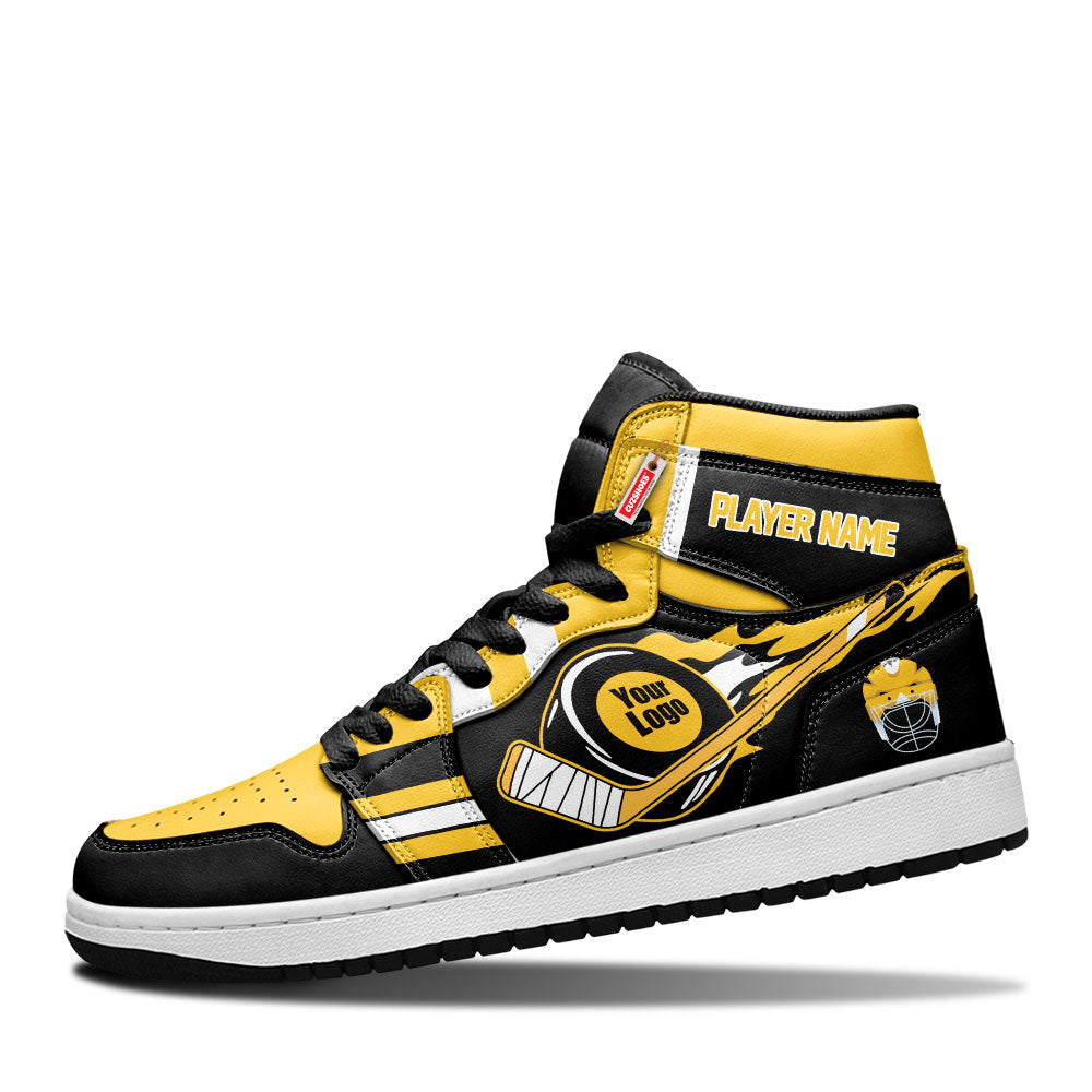 Boston Hockey J1s Sneakers Personalized Your Teamcuztomshoes.com
